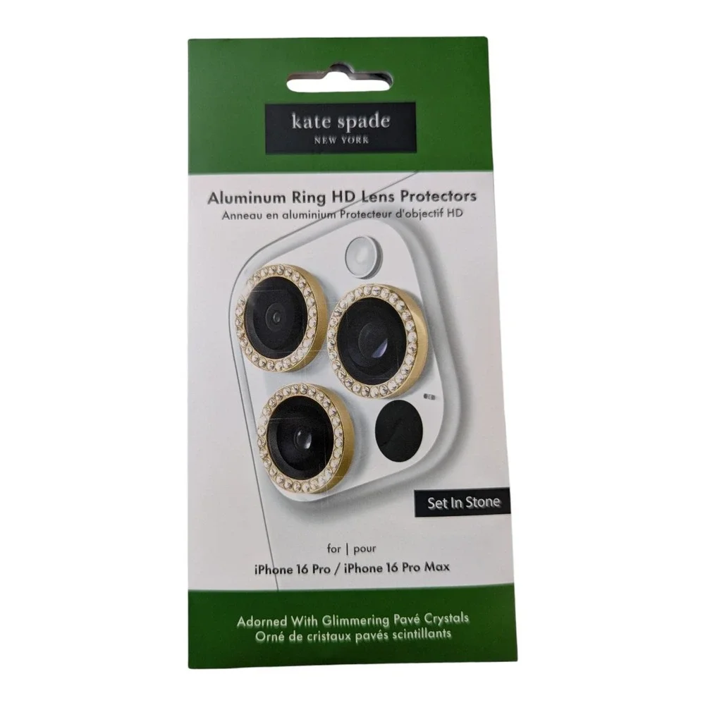 42-O Kate Spade Aluminum Ring HD Lens Protector Set‎ In Stone 16 PRO/ 16 PRO MAX